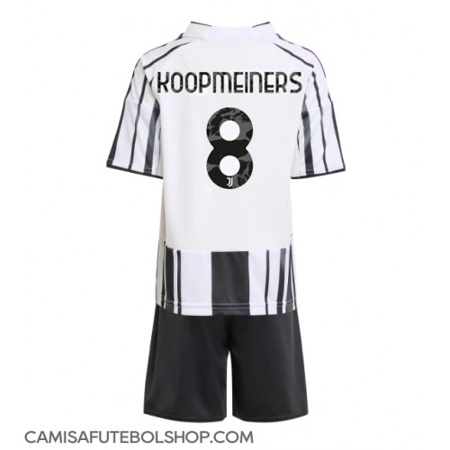 Camisa de time de futebol Juventus Teun Koopmeiners #8 Replicas 1º Equipamento Infantil 2025-26 Manga Curta (+ Calças curtas)